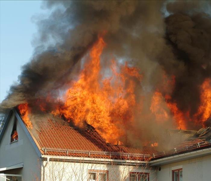 Home on fire with smoke