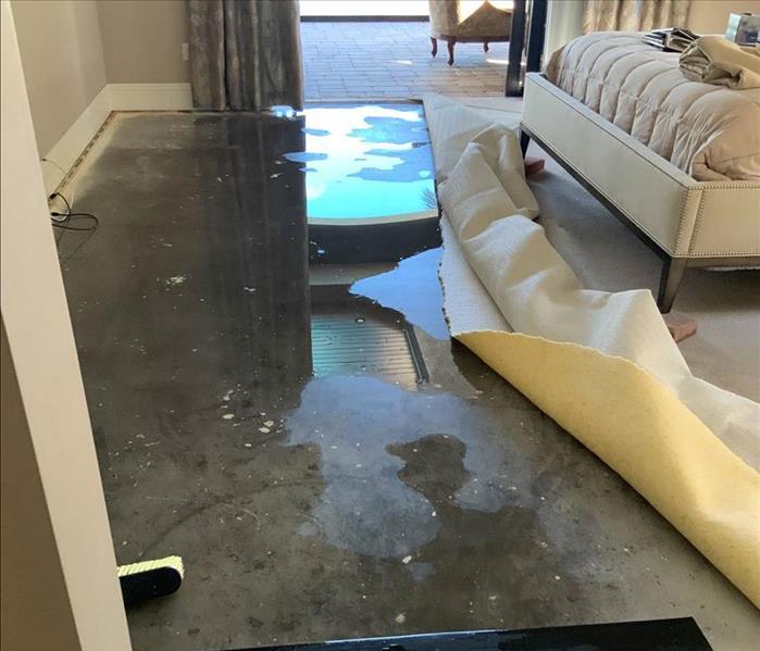 Standing water in a Ft. Myers bedroom.